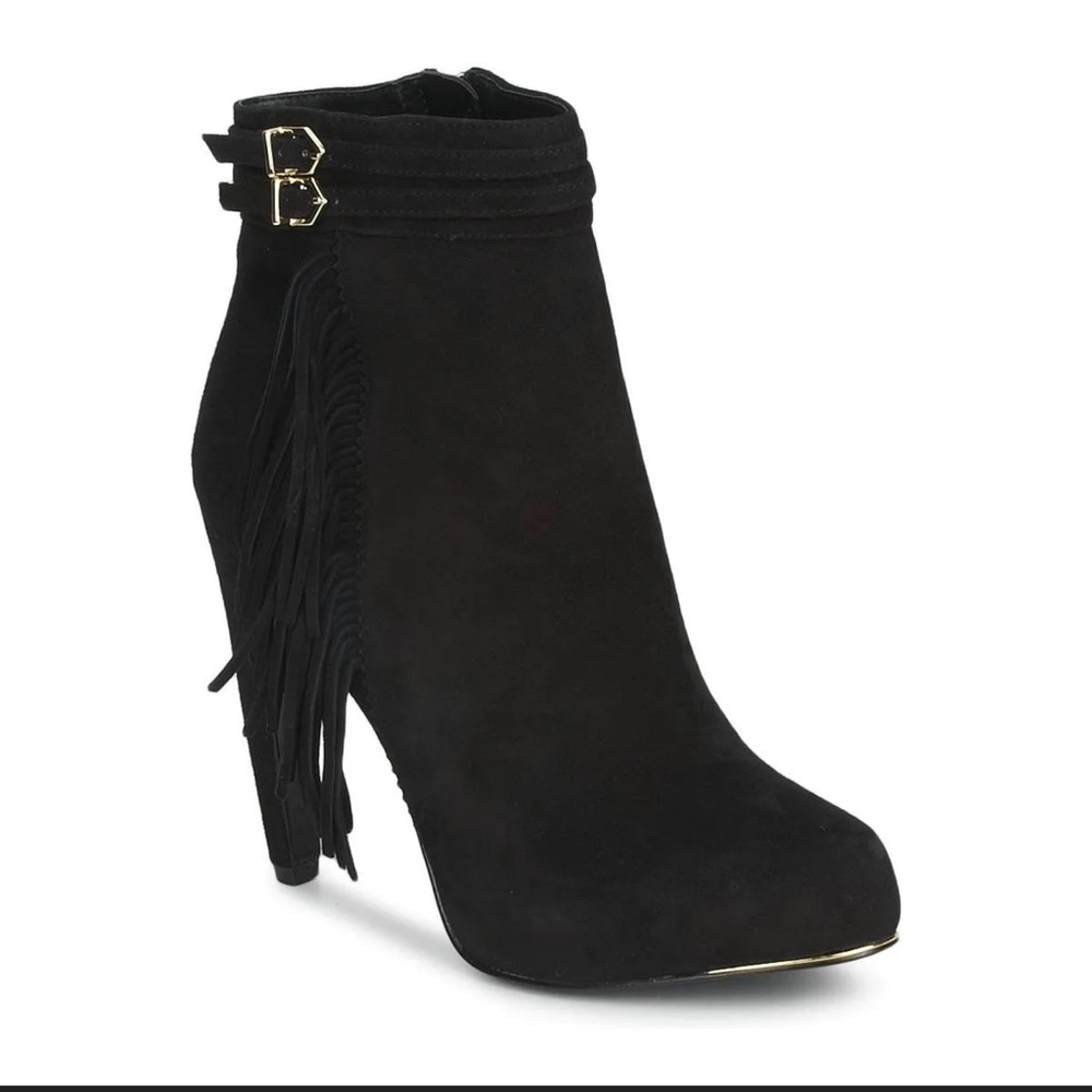 Sam Edelman Keegan Black Suede Fringe Booties